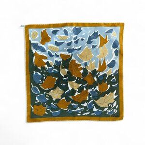 Vintage Yana Japan Leaf Print Scarf | Autumn Colors | Bag Scarf / Hair Wrap